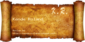 Kende Roland névjegykártya